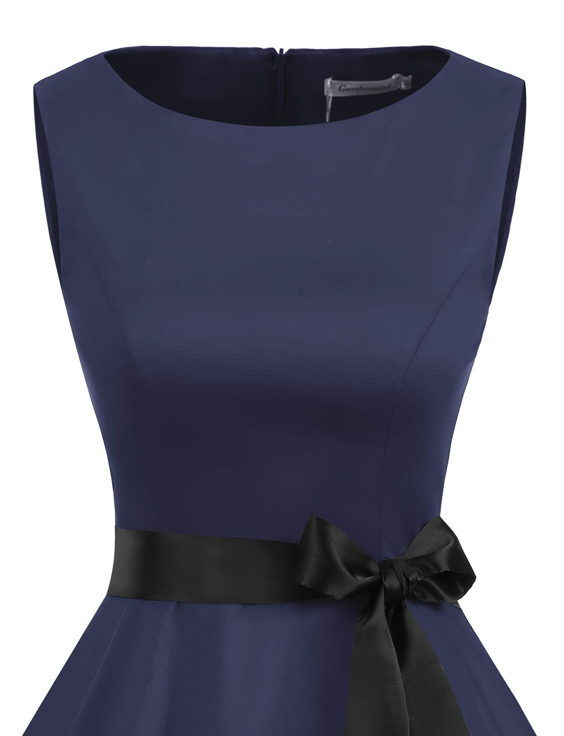 Gardenwed Damen 1950er Vintage Cocktailkleid Rockabilly Retro Schwingen Kleid Faltenrock Navy XL