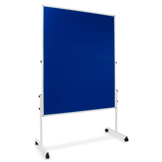 Floordirekt Filz Moderationstafel | Mobil & Klappbar | Filztafel Pinnwand mit feststellbaren Rollen | Metaplanwand Doppelseitig nutzbar | Inkl. Stellfüße & Rollen (150 x 120 cm, Blau)