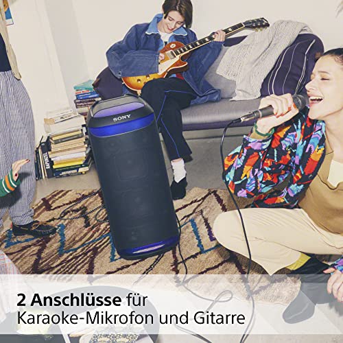 Sony SRS-XV800 - Bluetooth, Party Box Lautsprecher, Kraftvoller 360° Sound, tragbar, 5 Front-/2 Rücklautsprecher, MEGA Bass, 25h Akkulaufzeit, LED Licht, IPX4 wasserdicht, Schnellladung– Schwarz