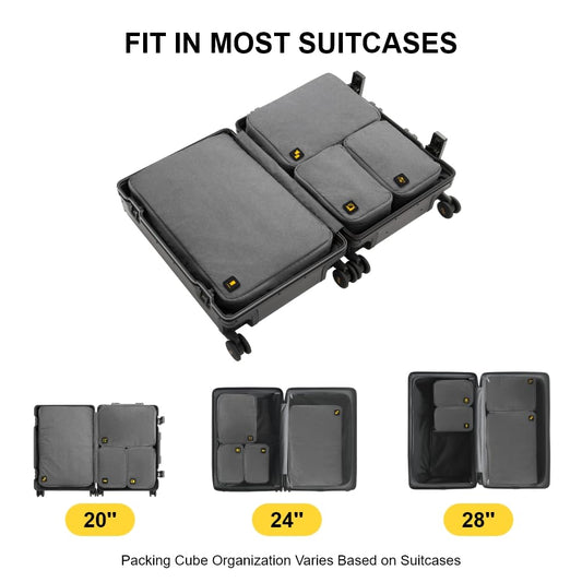 LEVEL8 Koffer Organizer Set 4-teilig, Gepäck Organizer, Packing Cubes Set für Kleidung Kosmetik Schuhbeutel Aufbewahrungstasche, Reisen Organizer Tasche,Grau