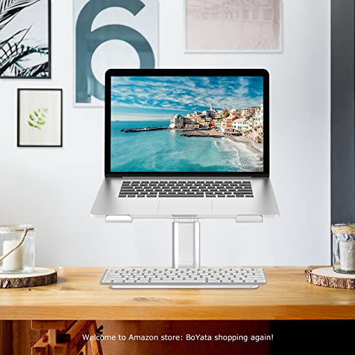 BoYata Laptopständer, Höhenverstellbarer Laptop Riser, Belüfteter Aluminium Notebookhalter für Schre