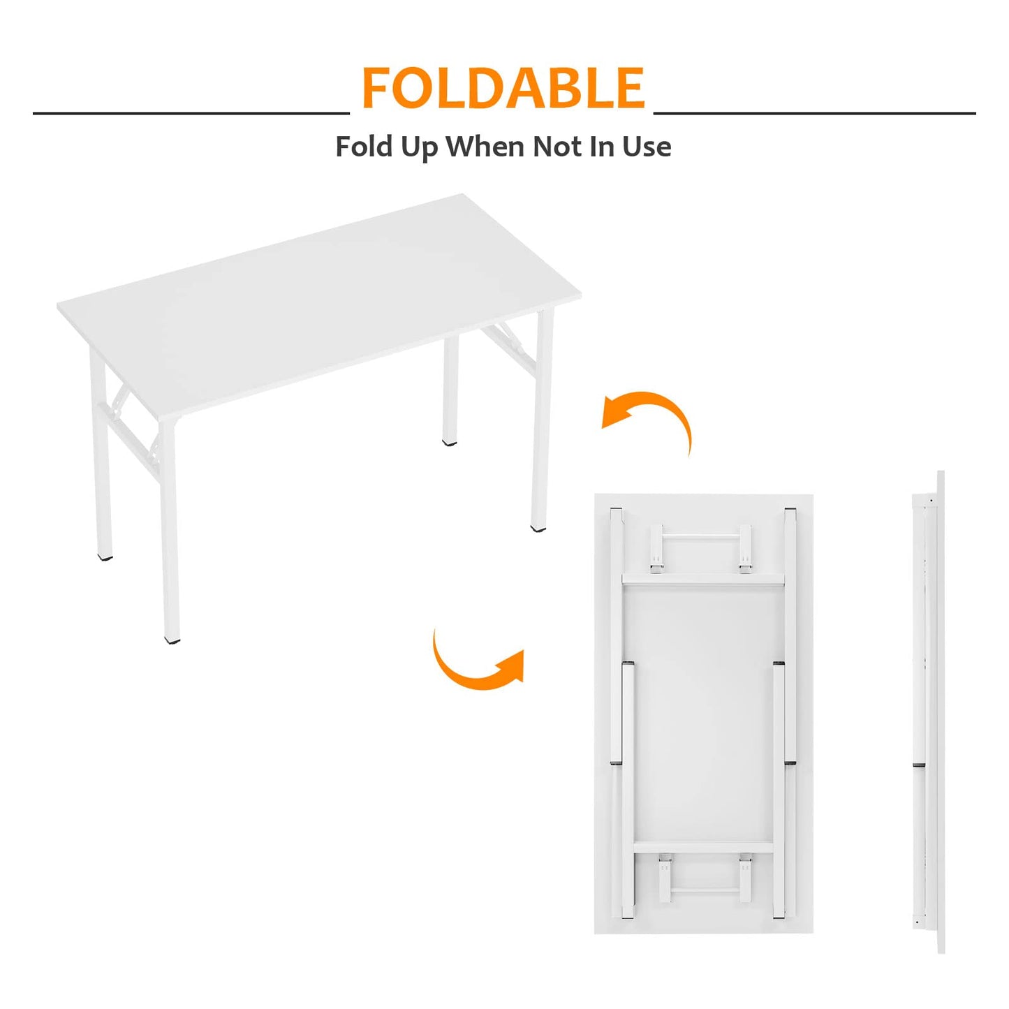 SogesHome Klapptisch Computertisch 100 x 60 x 75 cm PC Schreibtisch Schreibtisch Büroarbeitsplatz für Home Office Verwendung Schreibtisch, Esstisch Konferenztisch, Weiss,AC5DW-100-SH
