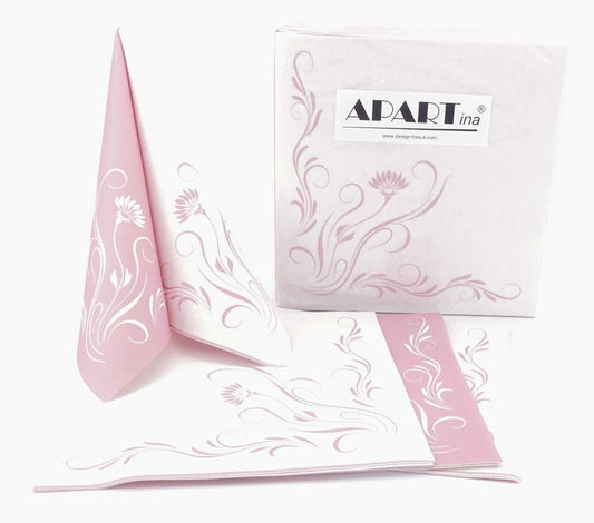 50 Servietten Blumen 40x40 cm stoffähnlich Airlaid - Elegantia, Farbe:pastell altrosa