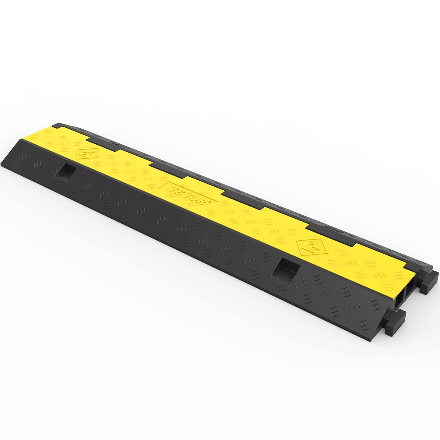 VEVOR Kabelschutzmatte 3 Stück 2 Kanal, 101 x 25 x 5 cm Überfahrschutz für Kabel, Kabelbrücke aus Handelsüblichem Thermoplastischem Gummi mit Modularem Design für Parkplätze, Lagerhäuser, Schwarz