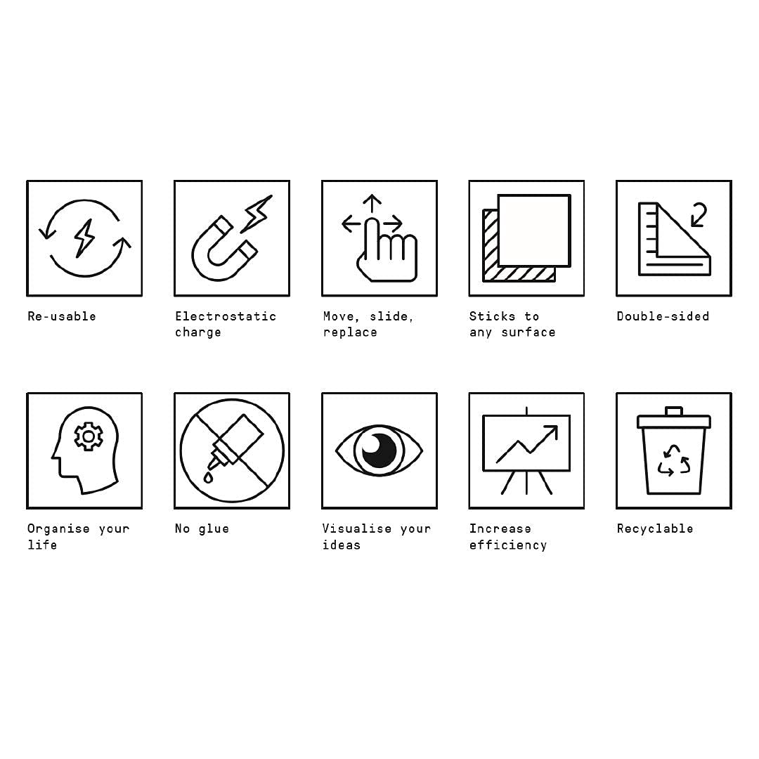 Elektrostatisch Selbsthaftende Whiteboard Folie XL von INNOX® - haftet magnetisch an allen Oberflächen | Ideales Flipchart Papier für Zuhause und Büro | Weiß, 90 x 110 cm, 15 Blatt