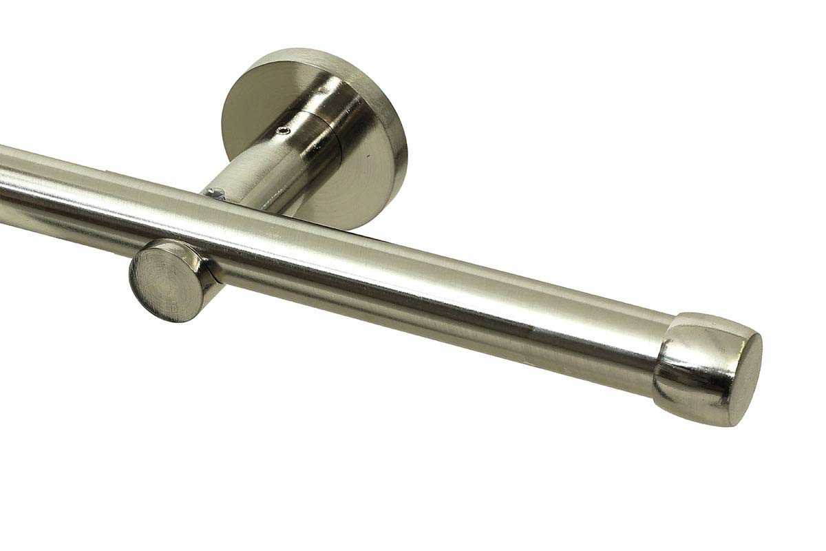 GARDINEUM 100 cm Gardinenstange Ø 20 mm "Cap", alle Längen bis 4,00 m möglich, modern, 1-Lauf, edelstahl-optik/schwarz/chrom (ohne Ringe)