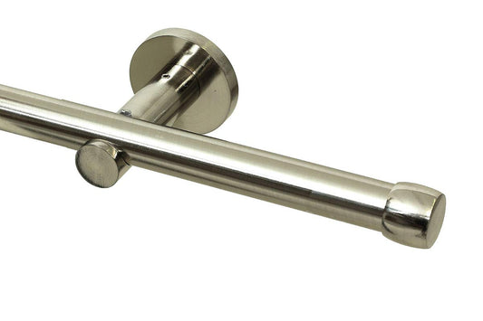 GARDINEUM 100 cm Gardinenstange Ø 20 mm "Cap", alle Längen bis 4,00 m möglich, modern, 1-Lauf, edelstahl-optik/schwarz/chrom (ohne Ringe)