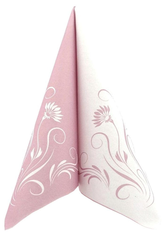 50 Servietten Blumen 40x40 cm stoffähnlich Airlaid - Elegantia, Farbe:pastell altrosa