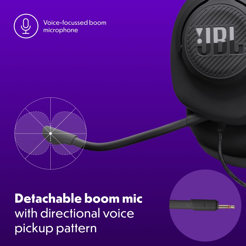 JBL Quantum 100M2 Kabelgebundenes Over-Ear Gaming Headset mit JBL QuantumSOUND Signature, 3,5-mm-Klinke, Multi-Plattform-Kompatibilität und abnehmbarem Mikrofon mit Stummschaltungsoption, Schwarz