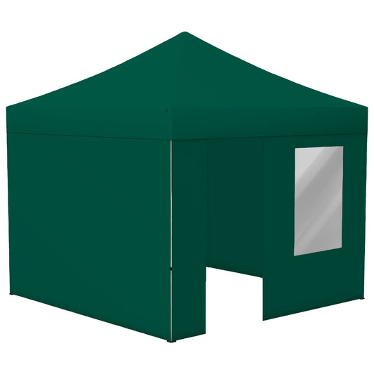 Vispronet Profi Faltpavillon Basic 3x3 m in Grün, Stahl-Scherengitter, 4 Seitenteile - Davon 1 Wand mit Tür & Fenster (weitere Farben & Größen)