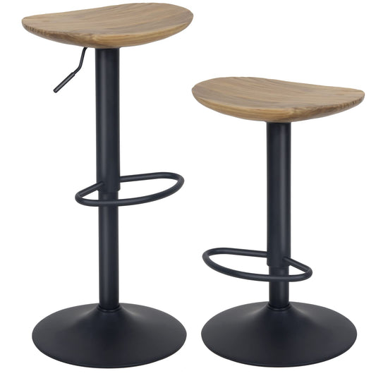 YOUNIKE Barhocker 2er Set Schwarz Holz Sattel Barstuhl Höhenverstellbar Schwenkbar Tresenhocker Küchenstühle Höhe Barstühle mit Fußstütze für Bar Küche