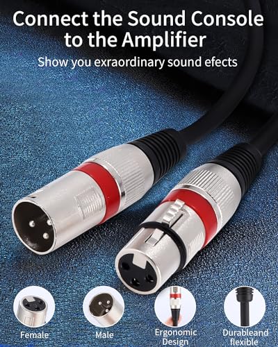 6 Stück XLR Kabel Premium Symmetrisches XLR Mikrofonkabel, Pin DMX Microphone Signal Cable Connectio