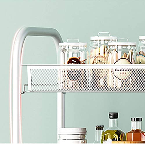 MHBGX Multifunktionaler Vorratswagen,Getränke-Food-Service-Tablettwagen 3-Stufiger Mobiler Karbonstahl Mit Bremse Universalrad, Kapazität 10 Kg Pro Schicht Küchen-Lagerwagen Mehrzweck-Handwagen,Silbe