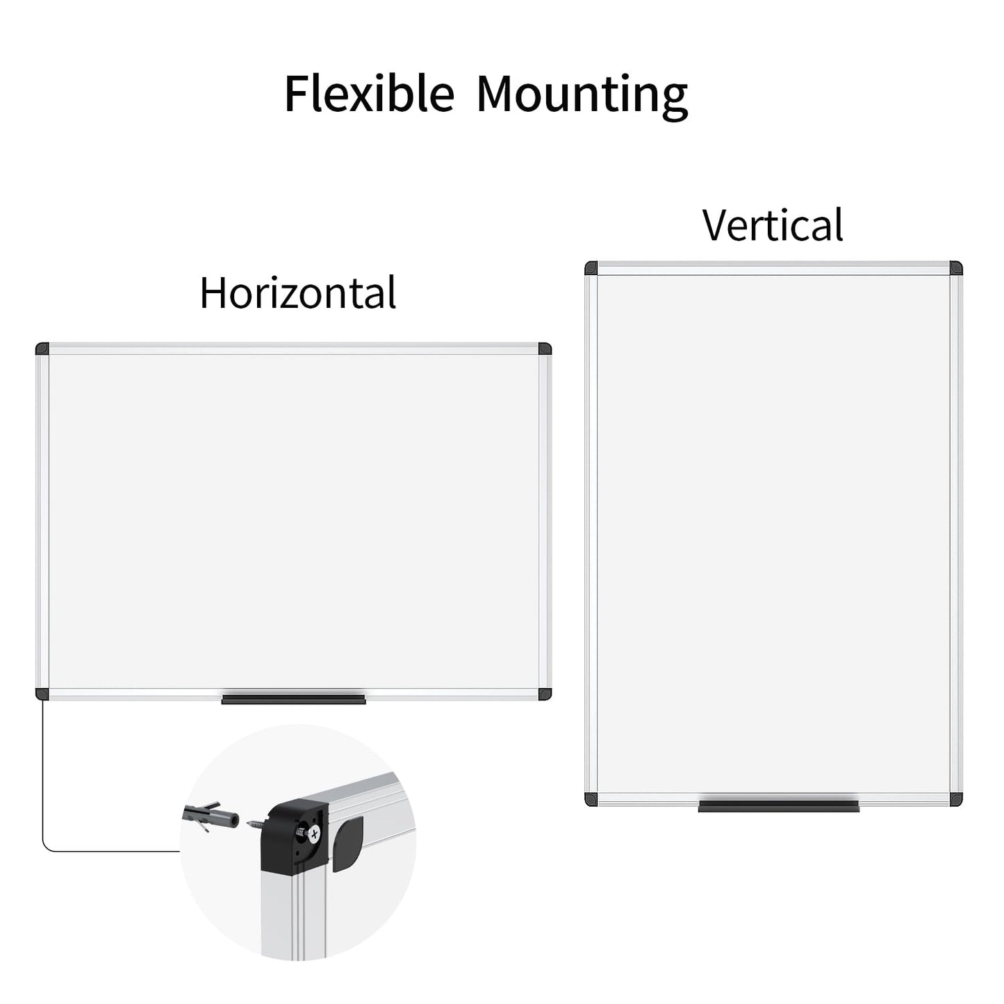 VIZ-PRO Magnetisches Whiteboard Silberner Aluminiumrahmen, W90xH60CM