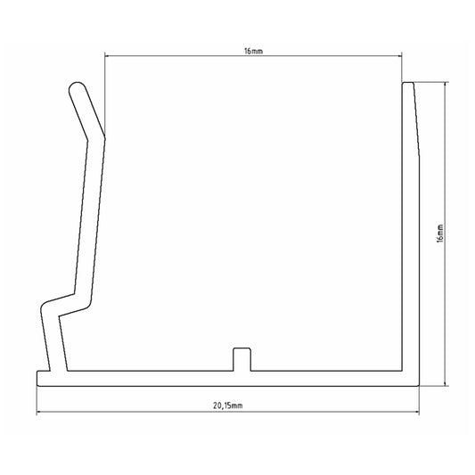 Alu-Abschlussprofil für Stegplatten aus XT PC PMMA Acrylglas Aluminium U-Profil mit Tropfkante (Stärke 16mm - Länge 980mm)