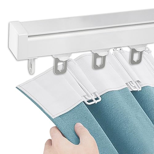 Heavy-Duty Vorhangschiene mit Rollen - 50cm bis 600cm verstellbare Decken- und Wandmontageschienen für Wohnzimmer, Schlafzimmer, Home Office und Raumteiler