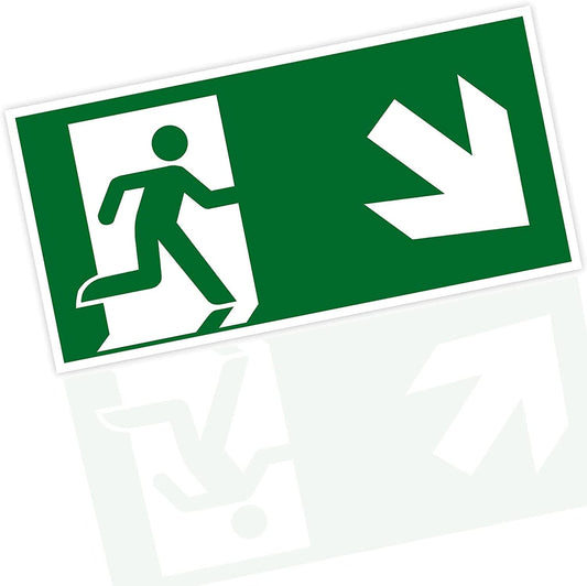 Original Notausgangsaufkleber 300 x 150 mm nachleuchtend und selbstklebend, Fluchtwegaufkleber aus hochwertigem Material, Rettungsaufkleber Ausgang, Notausgangsaufkleber stoß und kratzfest Grün