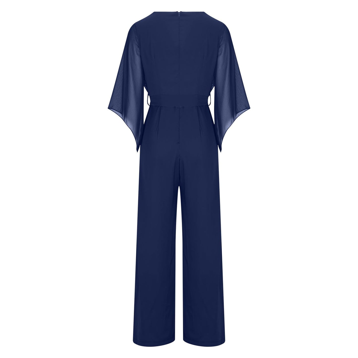 EMATOP Jumpsuit Damen Elegant für Hochzeit Hosenanzug Sommer Lang Overall Einteiler Lässiger Hosenanzug 3/4 Ärmel Einfarbig Playsuit Hohe Taille Strampler Spielanzug Festlich Party Romper