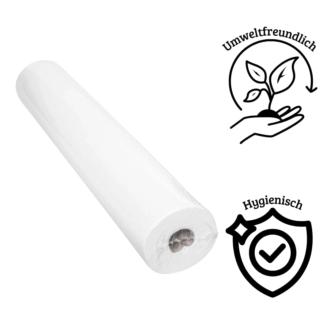 Enpack Liegerolle 6 Stück 2-lagig in aus Zellstoff - Liegenbezug Ärztekrepp 59 cm x 50m - Bezug für Kosmetikliege, Ärzte- & Massageliege - Bezug für Liegenauflage - Abdeckpapier Rolle - Liege Auflage
