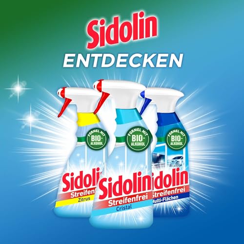 Sidolin Cristal, Glasreiniger (500ml), Sprühflasche, für einen perfekten Glanz und gegen Mikrorisse