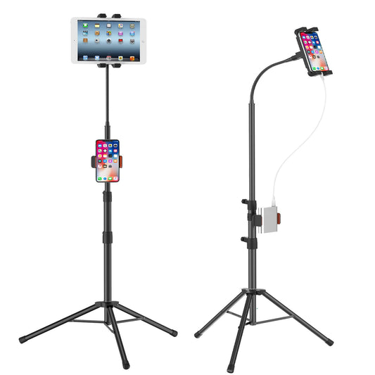 LIUGAST Stativständer,63 Zoll -Bodenständer für Tablet,mit 360° drehbarer für iPhone Mini, Air, Pro und alle 4,7-11,9 Zoll Tablets