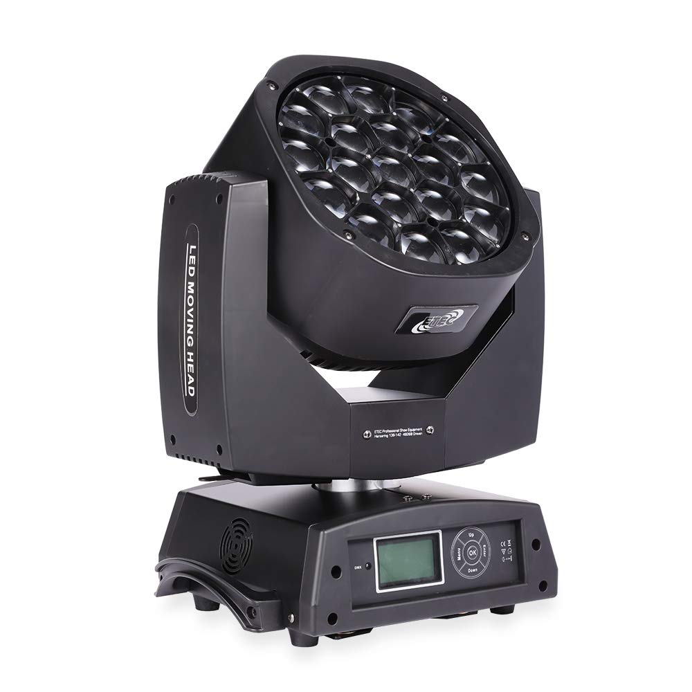 ETEC Professional LED Big Eye Moving Head 19x15 Watt RGBW Beam Rotation Zoom DMX Bühnenbeleuchtung Lichteffekt Discothek Club DJ Party