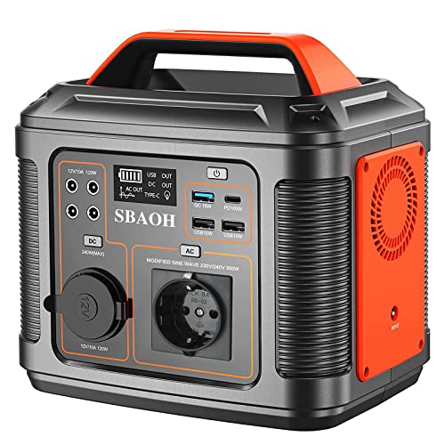 Tragbares Power Station 300W, SBAOH 296Wh Generator Schnellladung-230V AC Steckdosen/DC Ports und LED Taschenlampe,Mobile stromgenerator für Reise/Camping/Outdoor