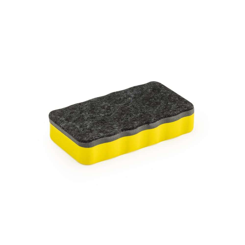 Trodat Radierschwamm für Whiteboards – magnetisch haftend, Zeichnungen von Markern und Stiften trocken abwischen – Größe 10,5 x 5,5 x 1,8 cm, Gelb