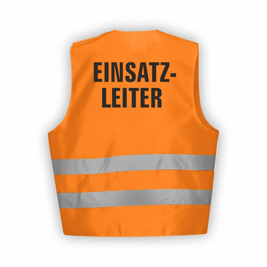 Fassbender-Druck WARNWESTEN - Sicherheitsweste ORANGE Warnweste nach EN ISO 20471 zertifiziert - Warn Weste für EINSATZLEITER - Unisex mit hochwertigem Reflektorstreifen (ORANGE I M/L I 1St.)