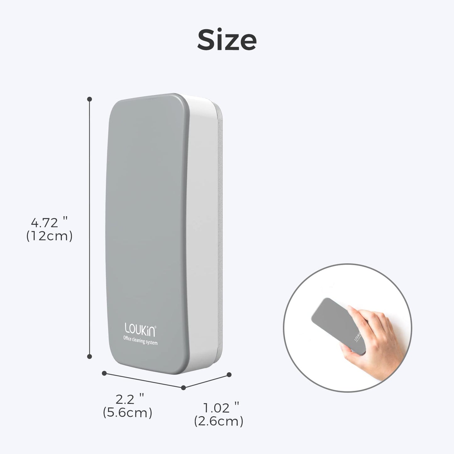 LOUKIN Magnetischer trocken abwischbarer Radiergummi für Whiteboard, Glastafel (grau), 96 g Whiteboard-Reiniger enthalten, für Klassenzimmer, Zuhause und Büro