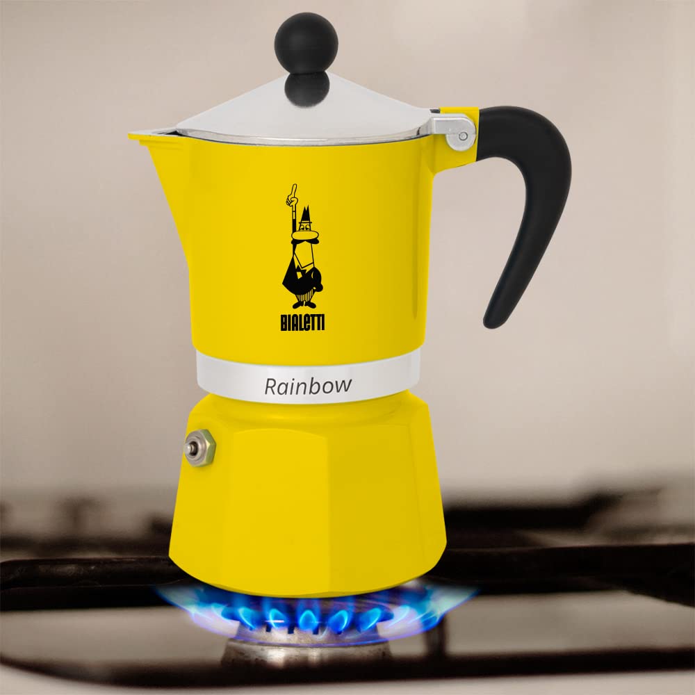 Bialetti 4981 Rainbow Caffettiera Colorata, Alluminio, Giallo, 1 Tasse, Gelb