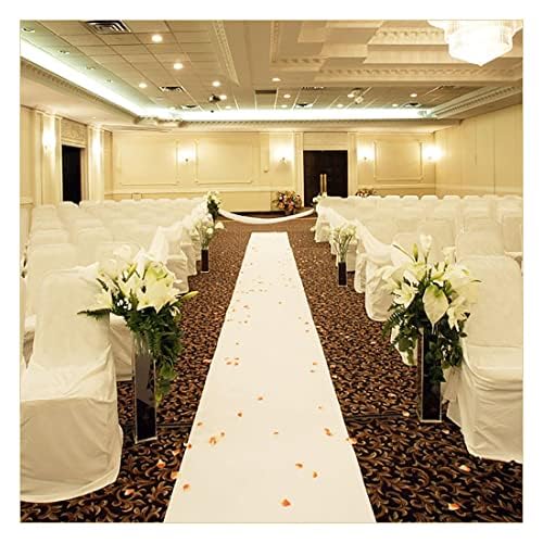 Gdmokle Weiß Hochzeitsteppich Gangläufer, 2,5mm Dicke Hochzeit Läufer Event Teppich, 1m x 10m Messeteppich Polyester-Stoff Teppich-Boden für Drinnen und Draußen