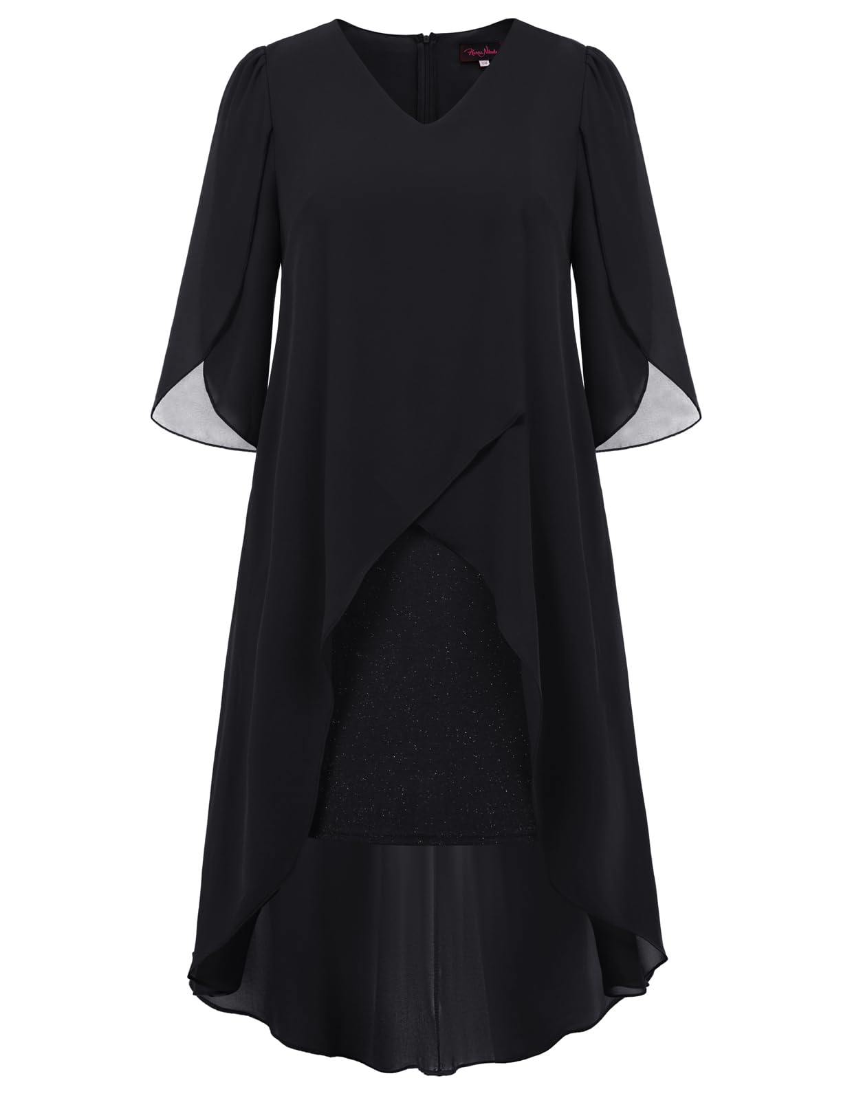 Hanna Nikole Damen Business Bleistift Kleider HIPS-Wrapped Kleid für Hochzeit Schwarz 52 Plus
