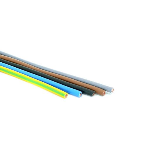 Verdrahtungssatz 5x 1m (schwarz, grau, braun, blau, grün/gelb) Aderleitung flexibel H07V-K 10 mm² inkl. Aderendhülsen 10mm2 für Zählerschrank Verteilung (Set 5x 1 Meter & 20 AEH)
