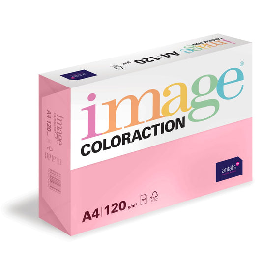 Image Coloraction Coral - farbiges Kopierpapier - DIN A4, 210 x 297 mm, 120 g/m² - buntes, holzfreies Druckerpapier für Kopierer - 250 Blatt - Rosa