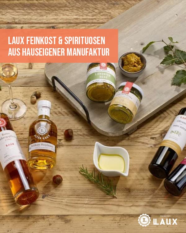 LAUX Essig Öl Geschenkbox - 5 Sorten im Set: Olivenöl, Walnussöl, Balsam & Aperitif - Für Salate Oder Herzhafte Gerichte - Grill Geschenk Set für Sie & Ihn (5 x 40ml)