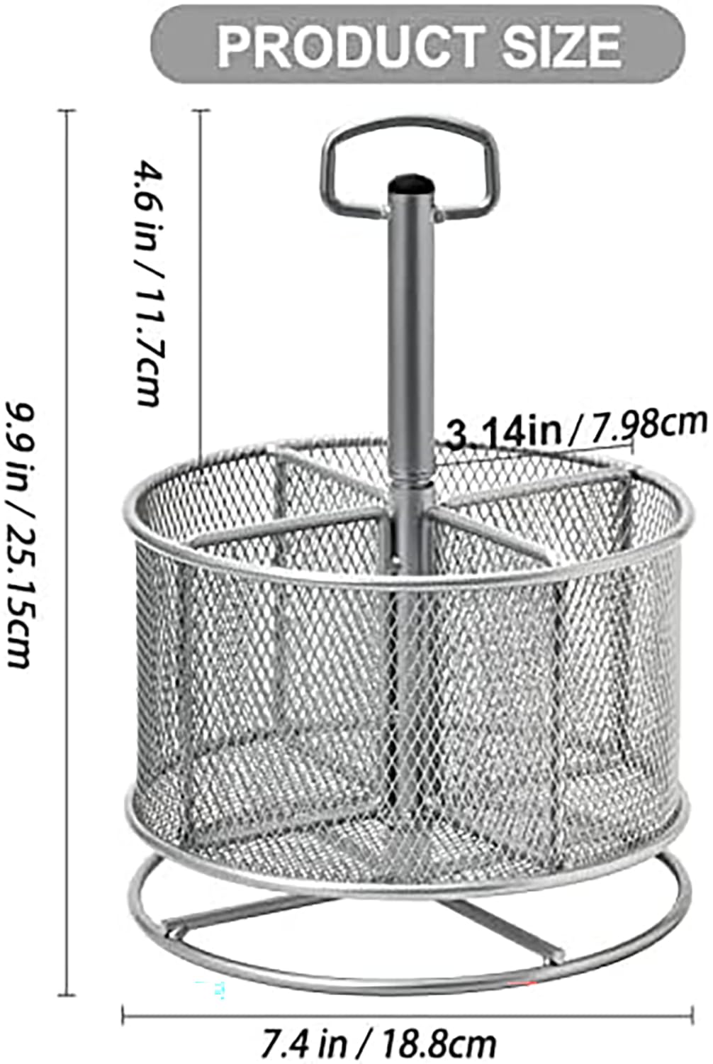 Marbrasse Mesh Schreibtisch Organizer,360Grad Drehbarer Multifunktionaler Stifthalter,4Fächer,Stiftehalter,Aufbewahrungsbox für Zuhause, Büro Stifthalter (Silber)