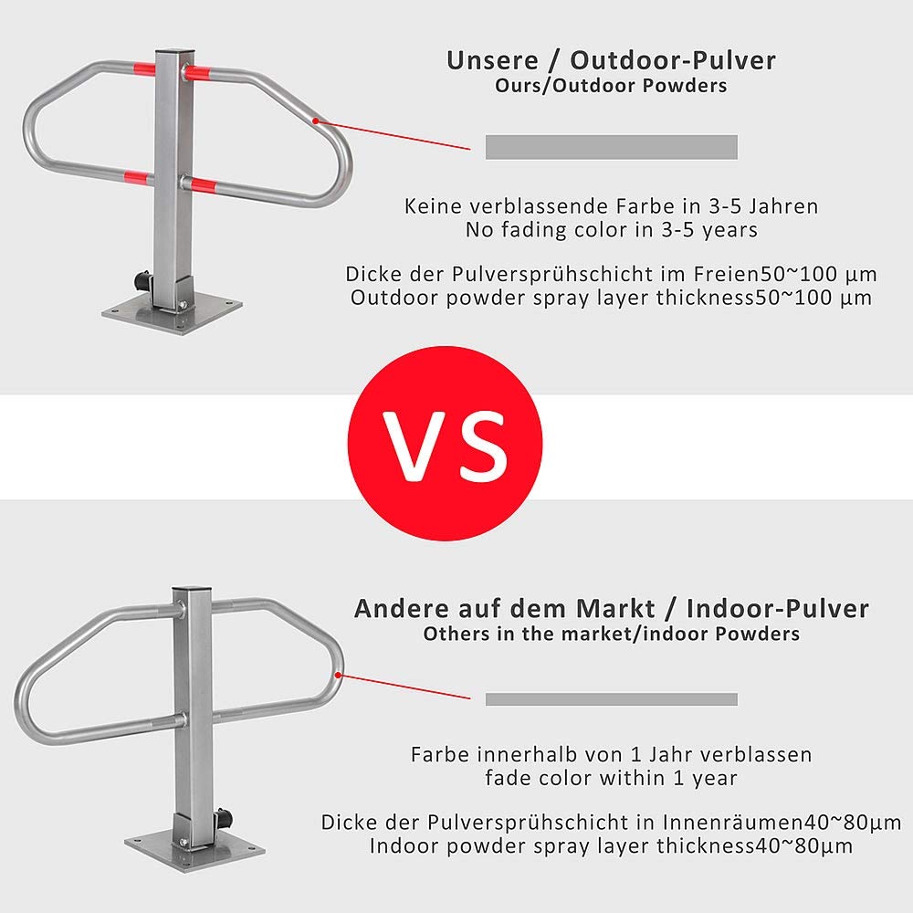 Melko Parkplatzbügel klappbar mit 3 Schlüssel Parkpfosten Parkplatzsperre Sperrpfosten Poller Parkplatzblockierer