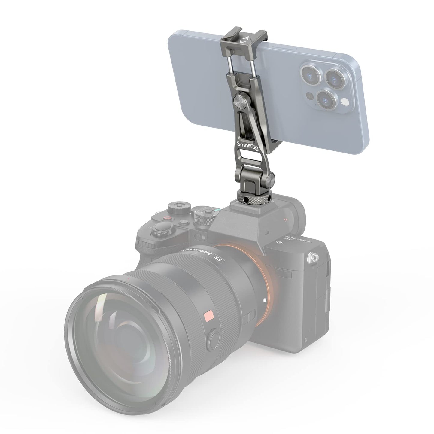 SMALLRIG Handyhalterung Universal Telefonkamera Halterung with Cold Shoes and 1/4" Threaded Hole 360° Rotation Phone Camera Mount für Filmemachen, Vlogging -3559