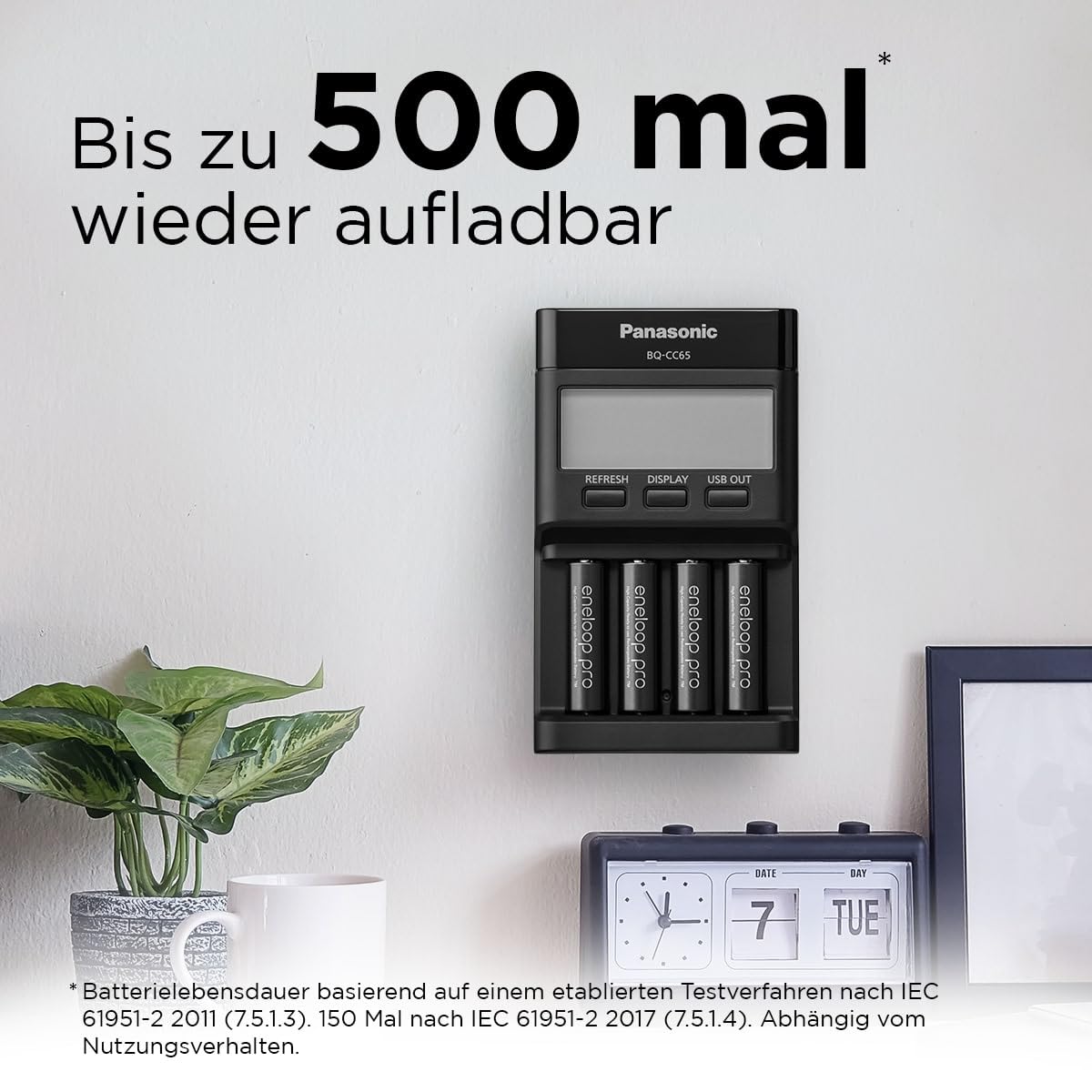 eneloop pro, AA/Mignon NI-MH Akku, 4er-Pack, Kapazität mit min. 2500 mAh, Ready-to-Use NI-MH Akkus, bis zu 500 Mal wiederaufladbar, plastikfreier Verpackung, pro, schwarz