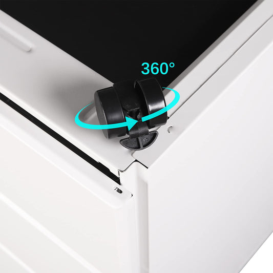 WOLTU Rollcontainer Metall, Mobiler Aktenschrank Büroschrank mit 3 Schubladen Bürocontainer, abschließbares und verstellbares Hängeregister, vormontiert, Büro, Home Office Weiß SK024ws