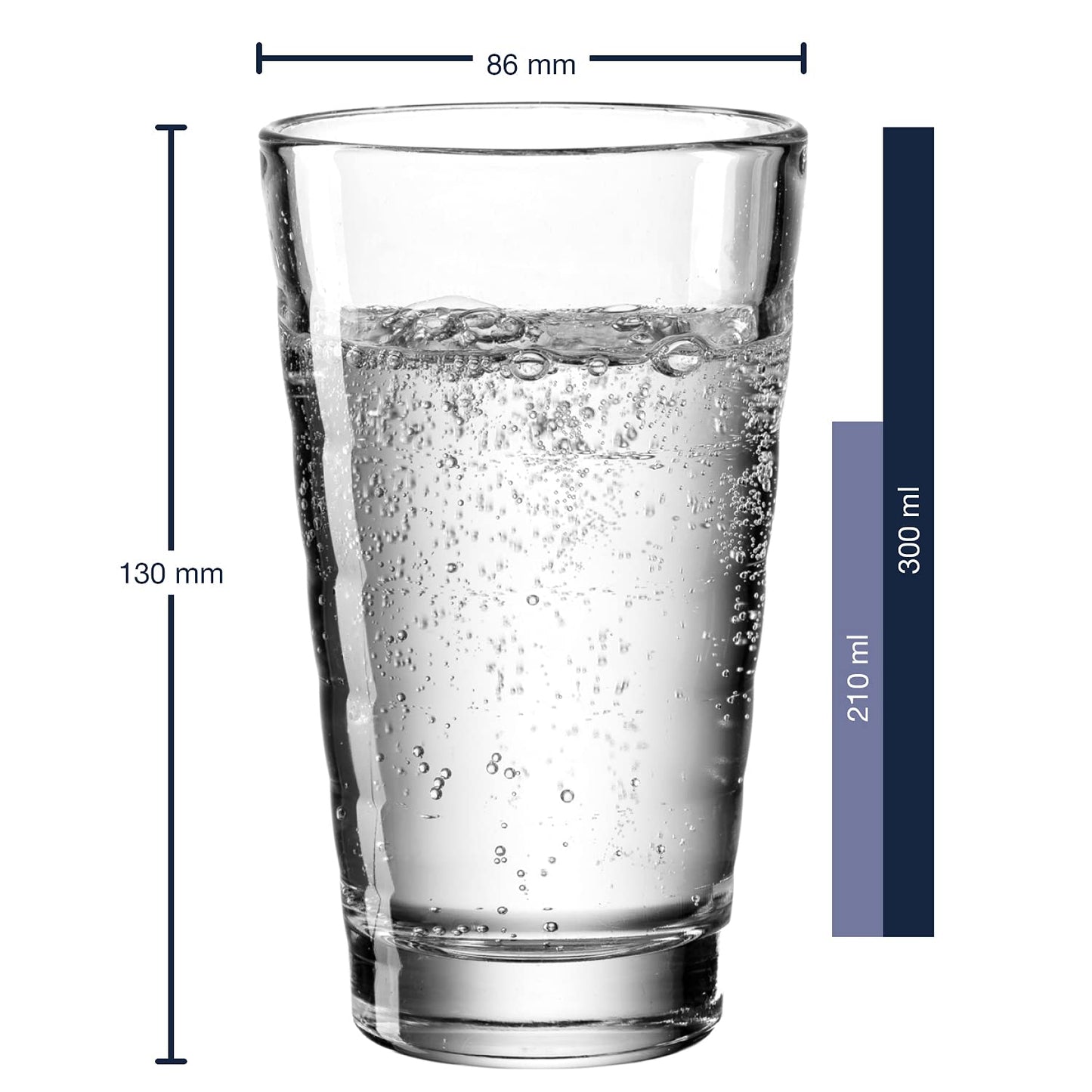 LEONARDO HOME Onda Wasser-Gläser, 12 Stück (1er Pack), spülmaschinengeeignete Saft-Gläser, Trink-Becher aus Glas mit Muster, 12 teilig, 210 ml, 300 ml, Klar, 011019