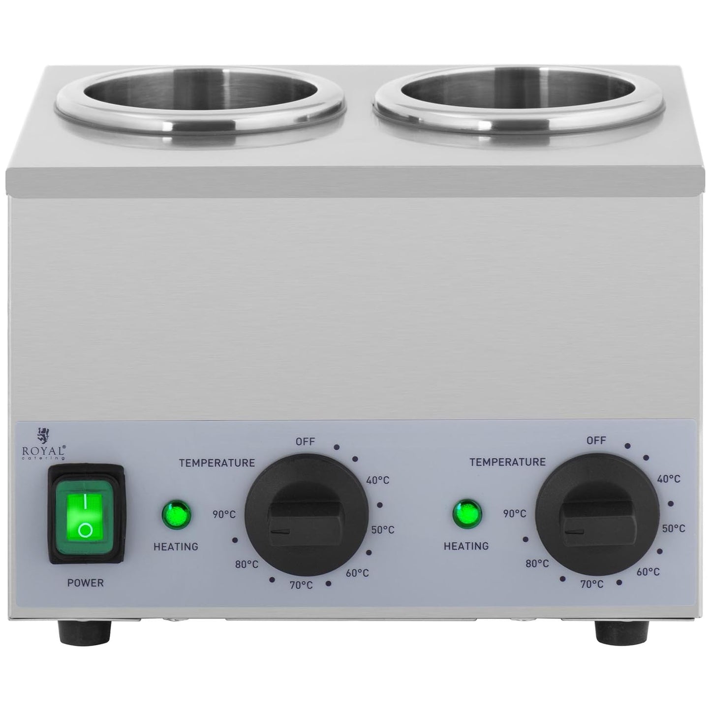 Royal Catering RCSW-16 Saucenwärmer 2 x 1 L Bedienfeld unten 40-90 °C 400 W Saucenwärmer Schokowärmer