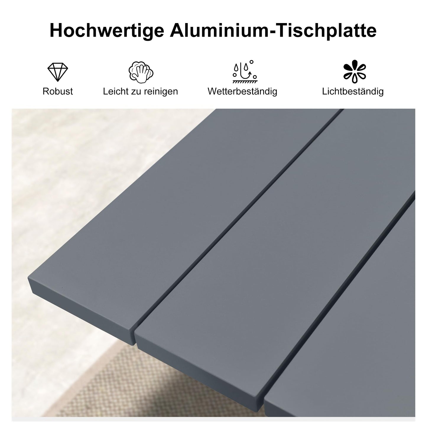 PURPLE LEAF Rivera 9-TLG Gartenmöbel Set 8 Stühle mit Tisch Aluminium Terassenmöbel Außen Wetterfest PE Rattan Essgruppe Gartengarnitur Sitzlounge, Grau