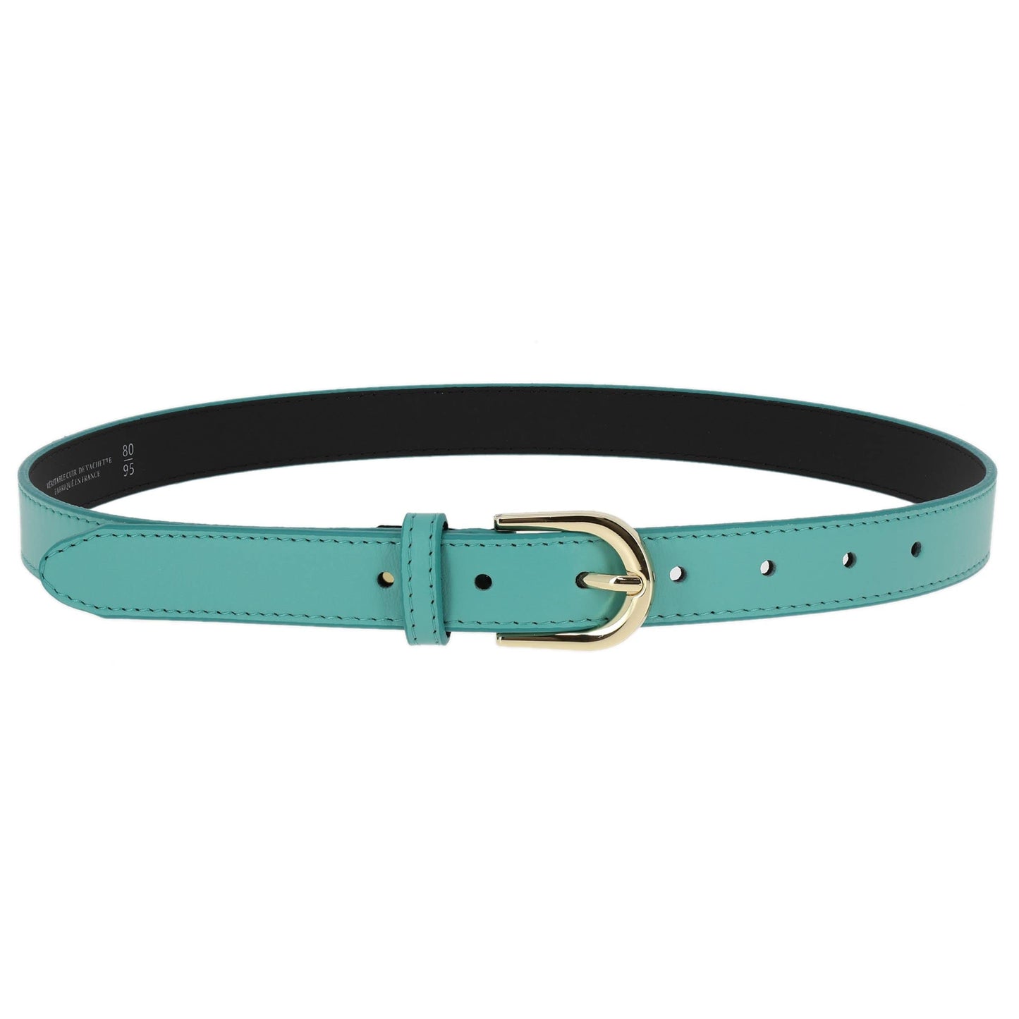FASHIONGEN - Damengürtel aus italienischem Leder, LUNA - Wasser Blau (Goldenschnalle), 75