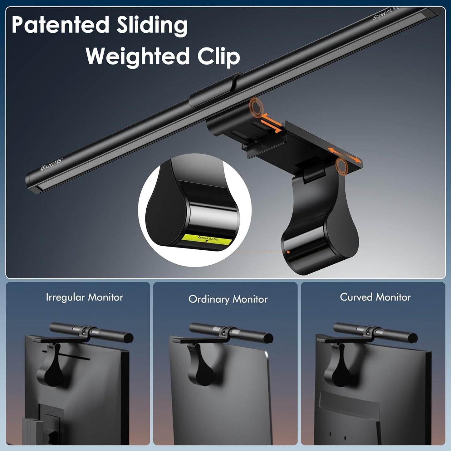 Quntis Curved Monitor Lampe mit Hintergrundbeleuchtung Fernbedienung, 40cm Monitor Light Bar zum Augenschutz, USB Bildschirmlampe PC Bürolampe dimmbar, LED Schreibtischlampe für Home Office Computer