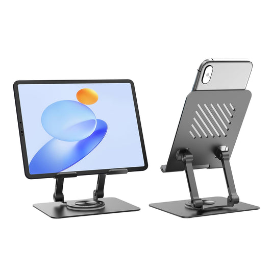 JOIOT Tablet Ständer Verstellbarer Tablet Halterung Tisch mit 360°Drehbarer Basis Aluminium Tabletständer Faltbarer Ipad Halterung Ipad Ständer Kompatibel mit Ipad Tablet iPhone bis 13 Zoll Schwarz