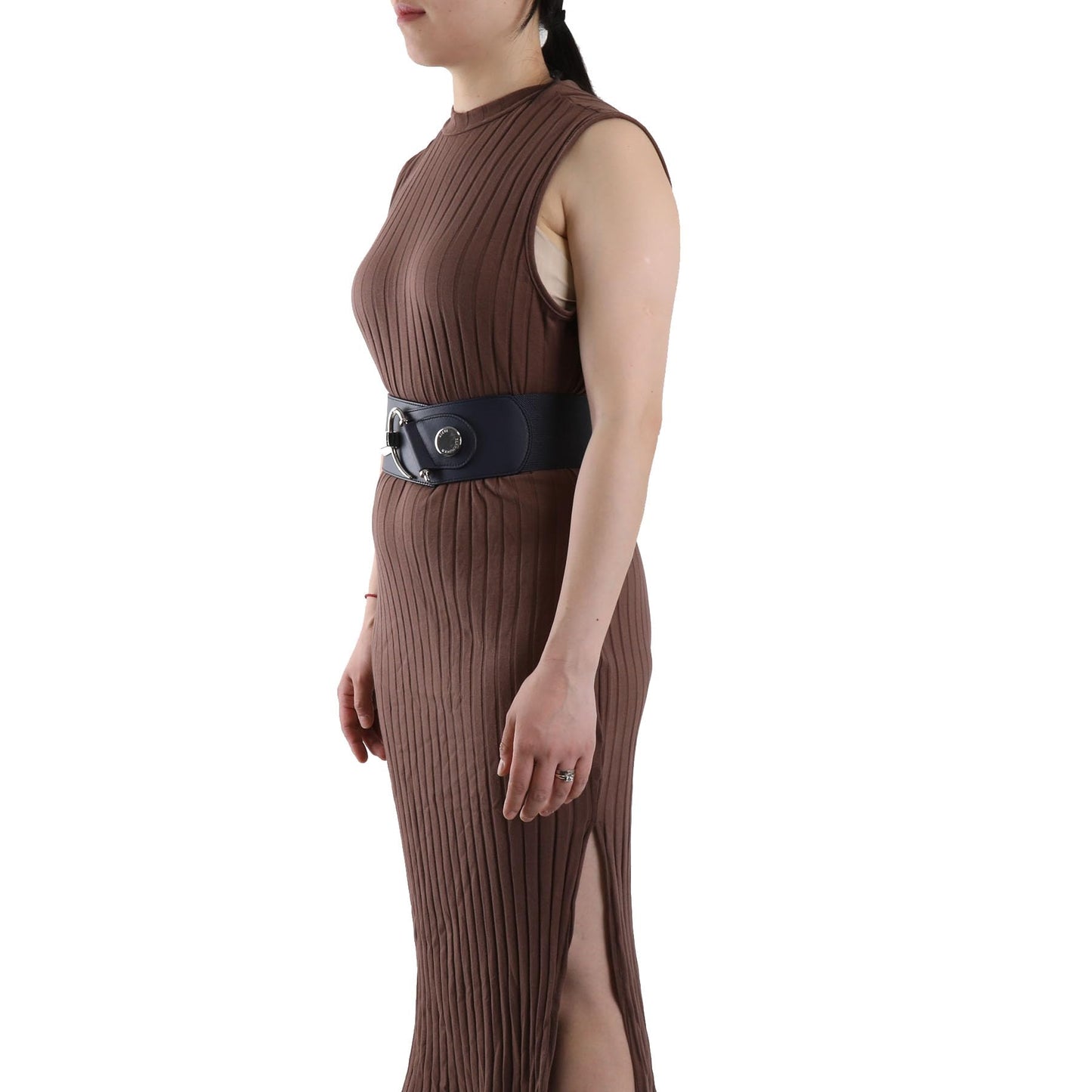 FASHIONGEN - Elastischer Damengürtel aus Rindsleder, DARLENE Blau marin, Medium