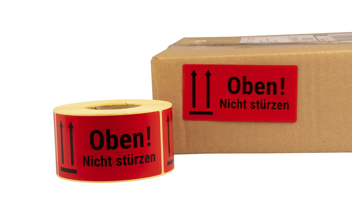 MDlabels Warnetiketten auf rolle 100x50mm – 500 – Oben Nicht stürzen- Not to be dropped - 500 Versandaufkleber - für Versand von Paketen, Briefen, Päckchen und für Umzüge