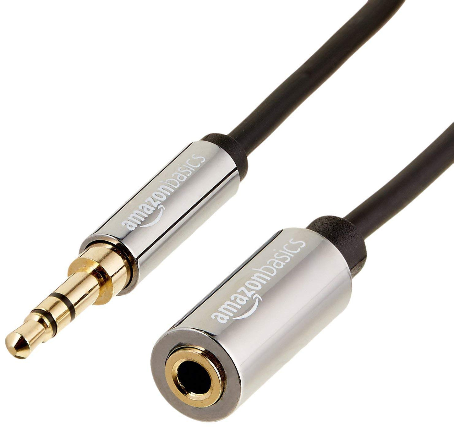 Amazon Basics Stereo Auxiliary Audio-Verlängerungskabel für Männer/Frauen, 3,5 mm, 3.6 m, Schwarz/Grau